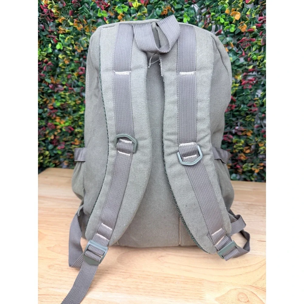 Simon Vogue Leather Canvas Backpack Olive Green Tactical Utility Rucksack Bag